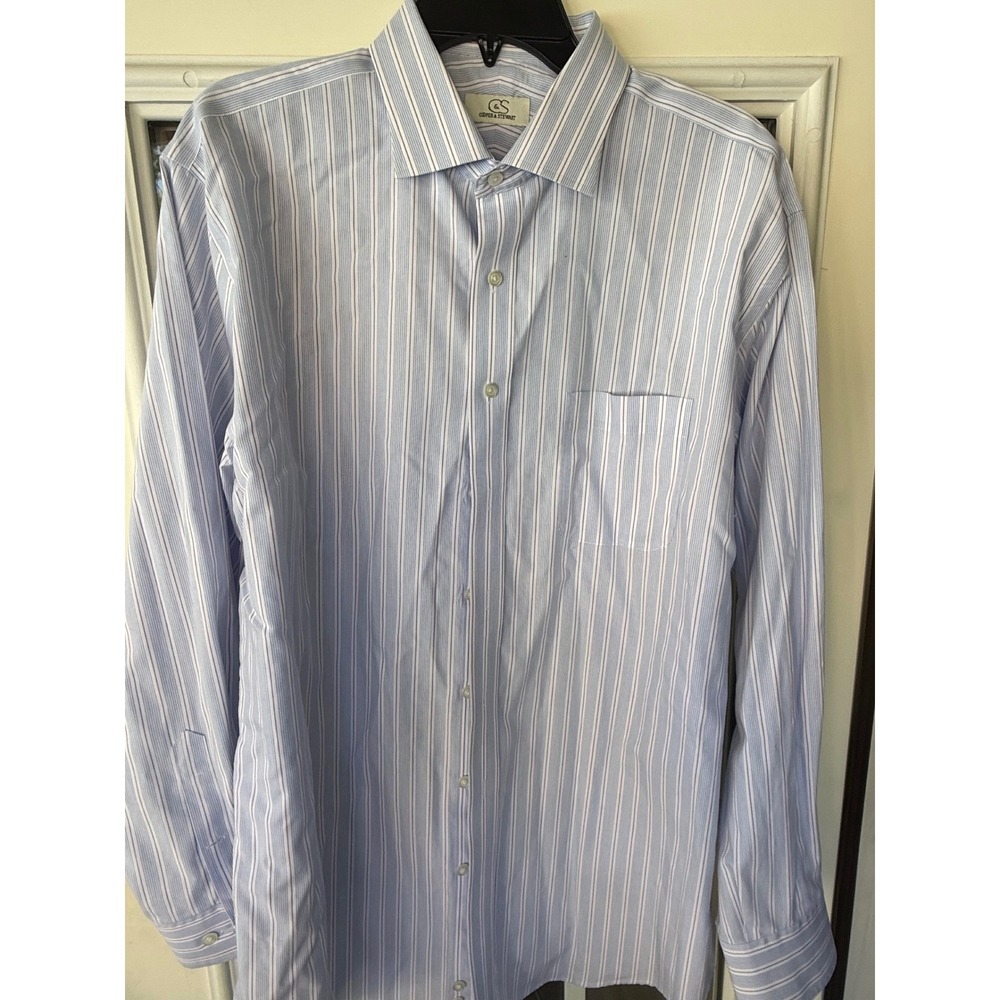 Cooper & Stewart striped dress shirt 16.5-34/35 L/s button down office interview